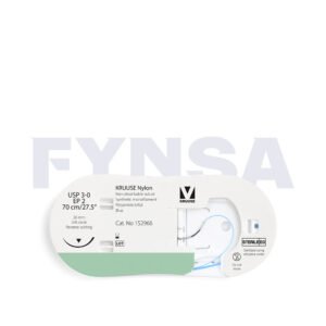 Sutura de nailon USP 3-0 de 70 cm con aguja de 26 mm